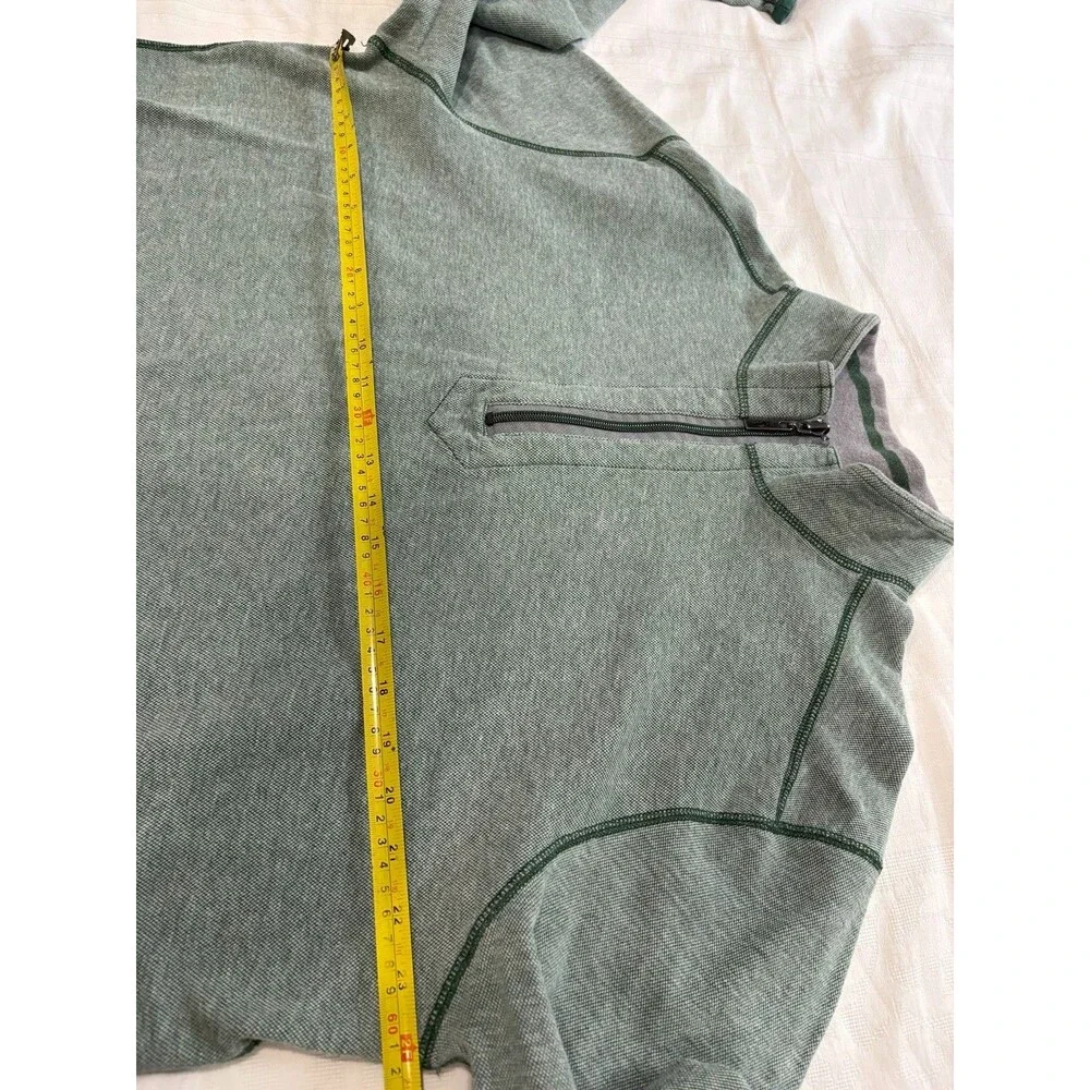 Tommy Bahama Men’s Quarter Zip Pullover Green Gray Long Sleeve Golf Sweater